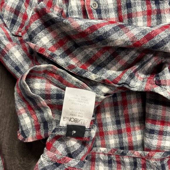 Billabong Flannel Shirt Plaid Large Red Western Surf Elbow Patches - Picture 6 of 10